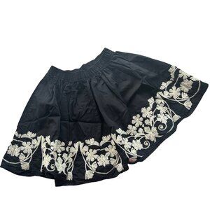 Tea Floral Embroidered Fully Lined Skirt